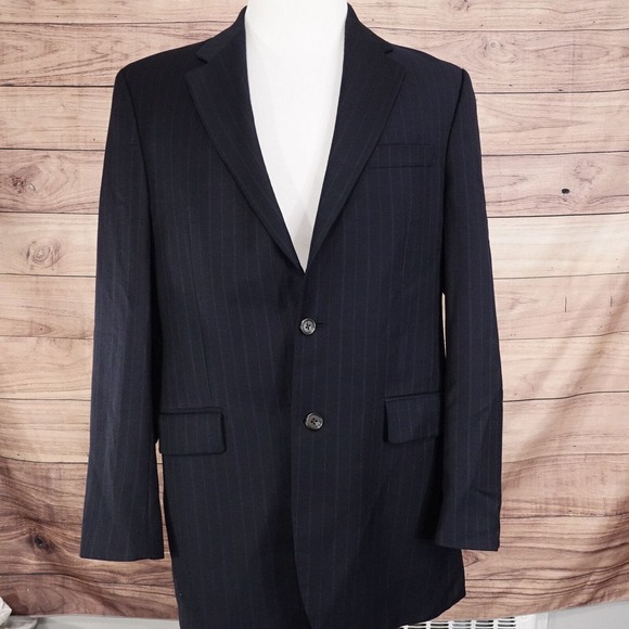 VINTAGE LAUREN RALPH LAUREN WOOLMARK PINSTRIPE SPORT COAT BLAZER SUIT JACKET 40L - Picture 3 of 10